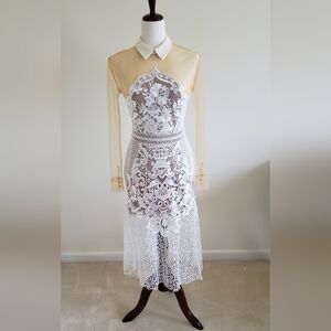 Self Portrait white lace midi dress